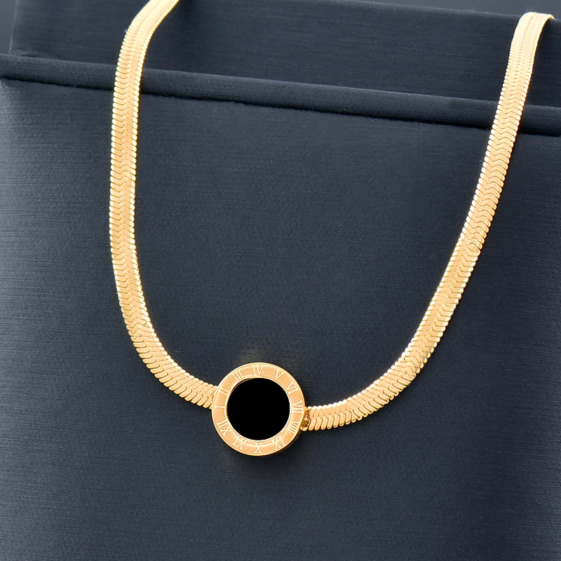 

KIOOZOL Trend Stainless Steel Gold Color Round Fashion Jewelry Unusual Clavicle Chain Snake Choker Jewelry accessories 896 KO2