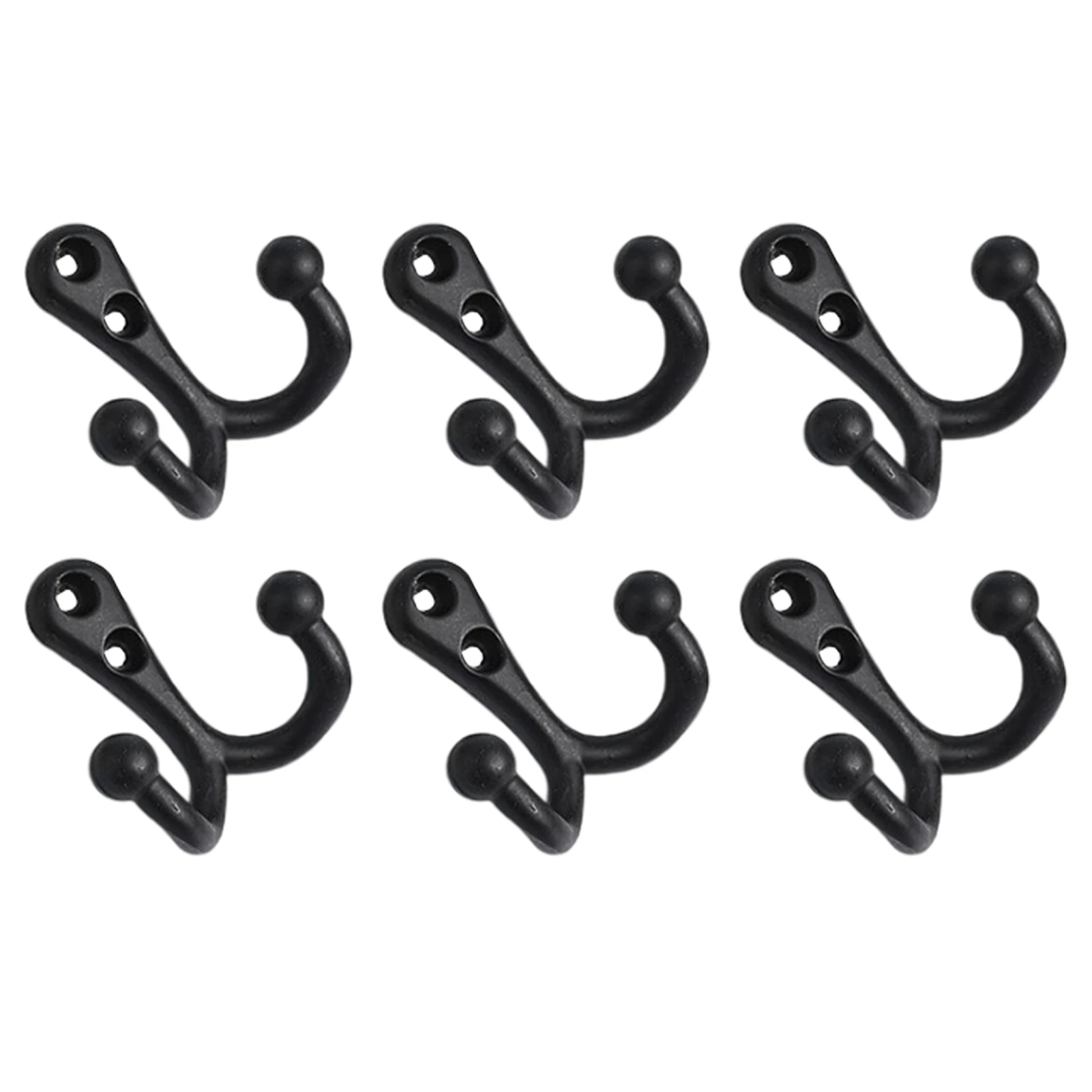 

6 Pieces Double Prong Robe Hooks - Coat Hooks Wall Mounted Durable Heavy Duty Towel Hanger Decorative Vintage Hangers For Sca