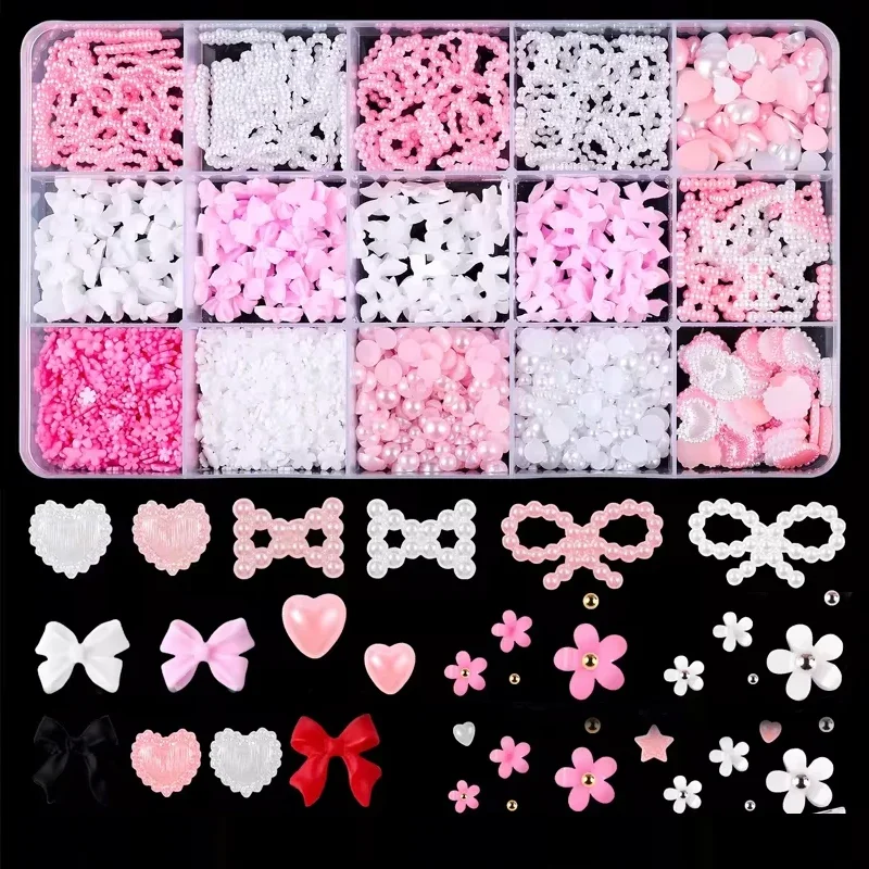 3D смешанные смоляные бантики для дизайна ногтей акриловые подвески кавайный