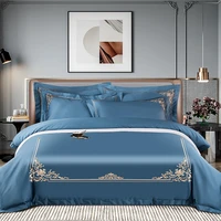 luxury high grade european embroidered pure cotton bed sheet four sets long staple silk bedsheets pillowcases dropshipping
