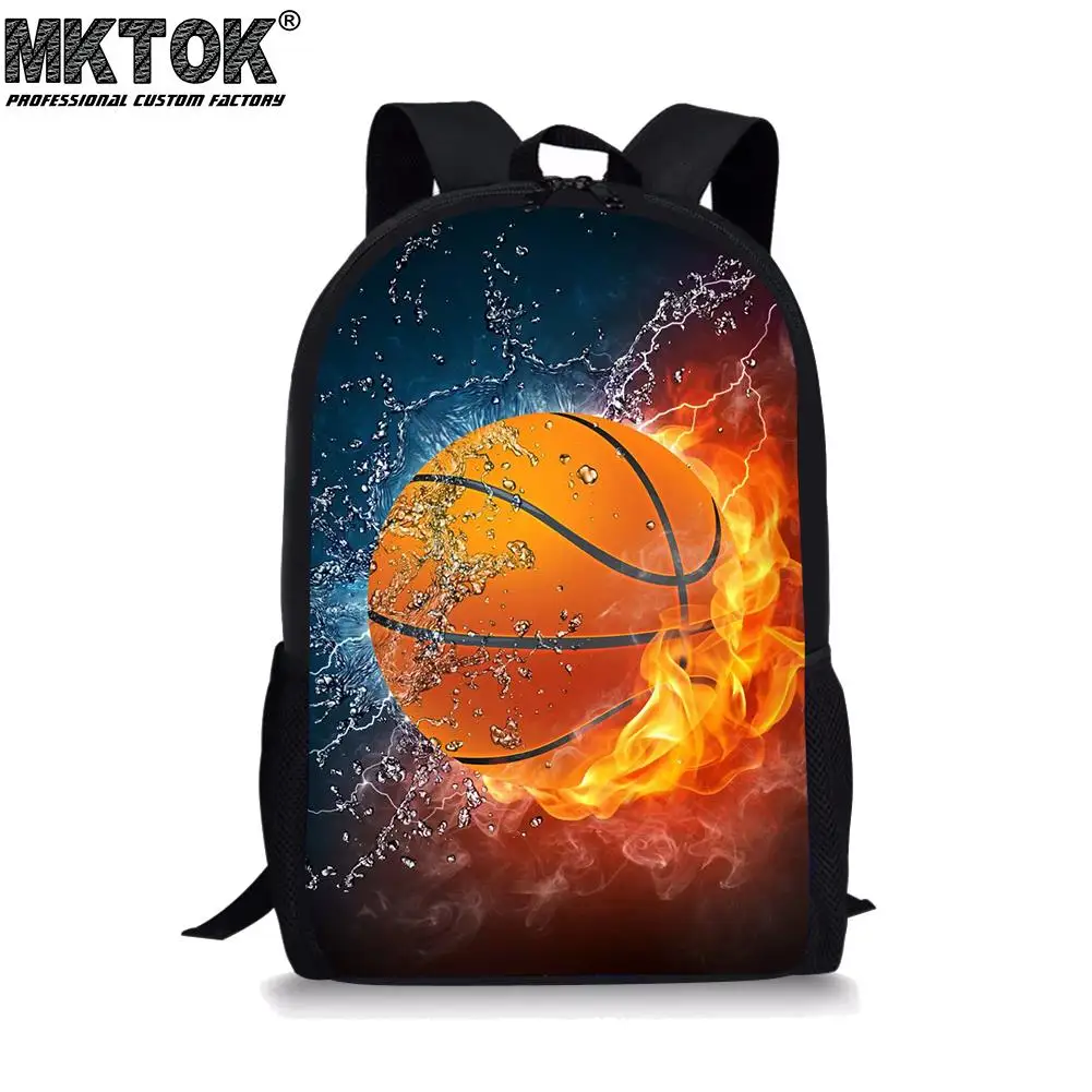 Fire Basketball Pattern Boys School Bags Multifunctional Mochila Infantil Fashionable Zipper Teenagers Backpacks Free Shipping