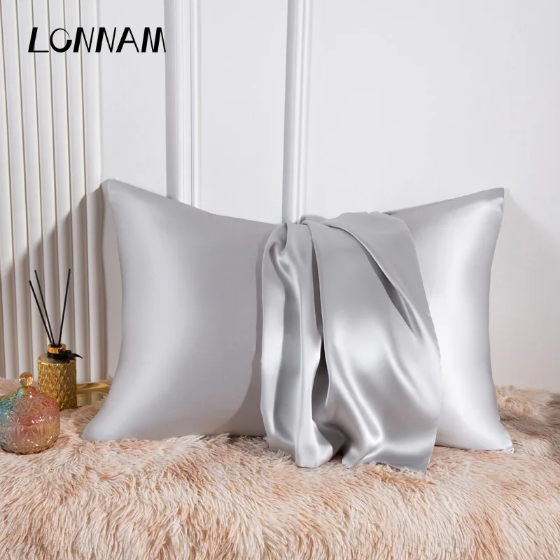 Natural 100% Mulberry Silk Pillowcase Hidden Zipper Silk Pillowcase  Solid Color Pillow Case 1pc Free Shipping