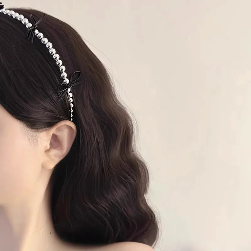 Милая повязка на голову с жемчужным бантом обруч для волос женщин и девочек
