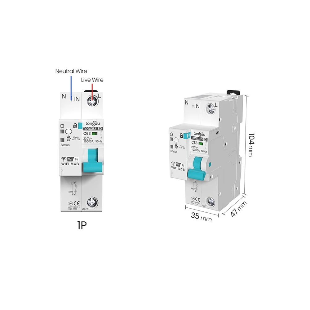 Автоматический выключатель Tuya 63A 1P WIFI