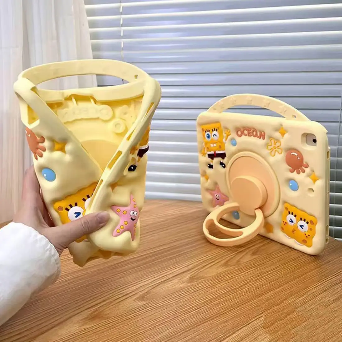 Фото Мягкий чехол Kawaii SpongeBob с силиконовым слотом для стилуса для iPad 11-го поколения 2026, Air 6/7, 10,2 дюйма, Pro 11 дюймов, подарок на день рождения №1