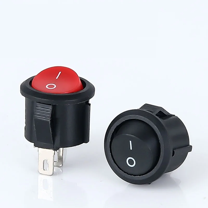 5Pcs 20mm Diameter Round Rocker Switches Black Mini White Red 2 Pin ON-OFF Switch KCD1-105 |