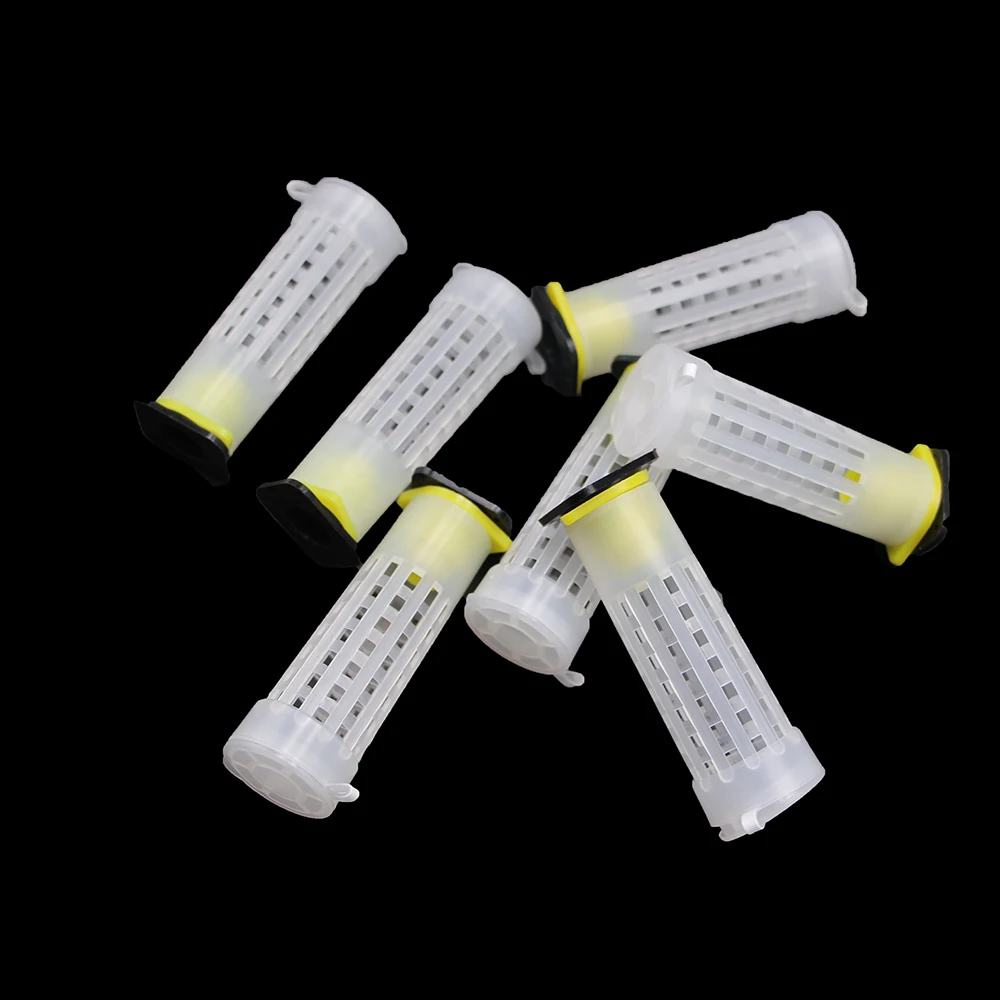 

50PCS Bee Queen Cages Plastic Protective Cover Cage Cell Box Cup Rearing New Bees King Tools Beekeeper Beekeeping Set Supplies