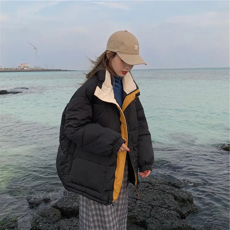Down Cotton Dress Female 2022 New Korean Edition Loose Student Bread Coat with Thick Cotton Coat Winter Fashion Coat