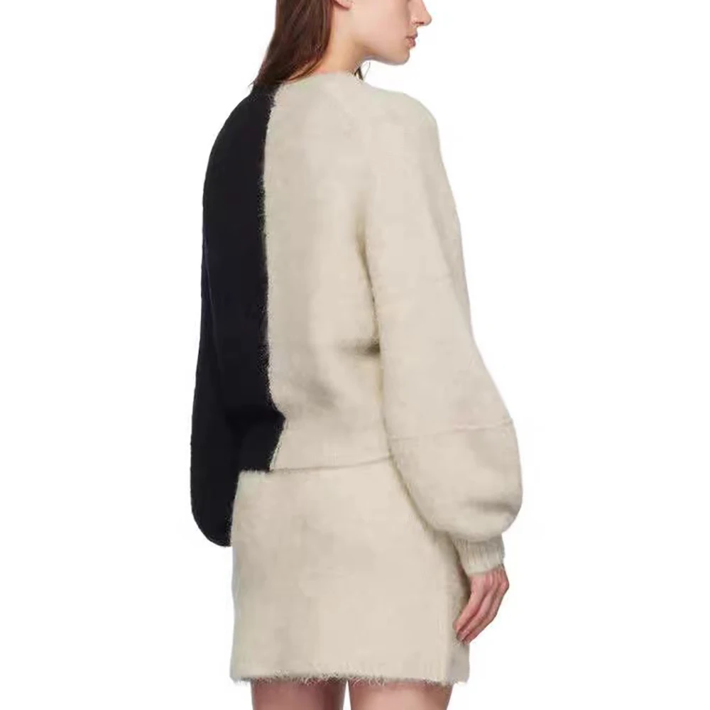 Женский пуловер из смесовой шерсти Y2k винтажный вязаный топ мохера с