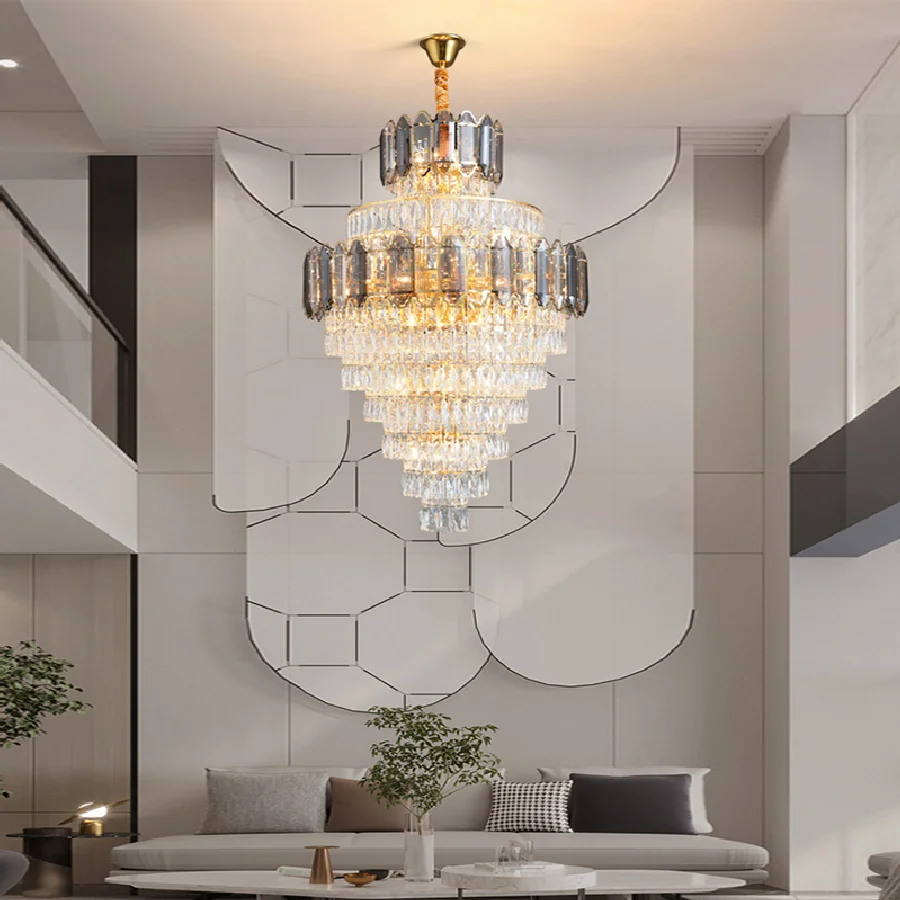 

Crystal Modern Suspension Luxury Gold Pendant Light Dimmable LED Room Decor Lustre Hanging Lamp Home Decor Appliance Stair Light