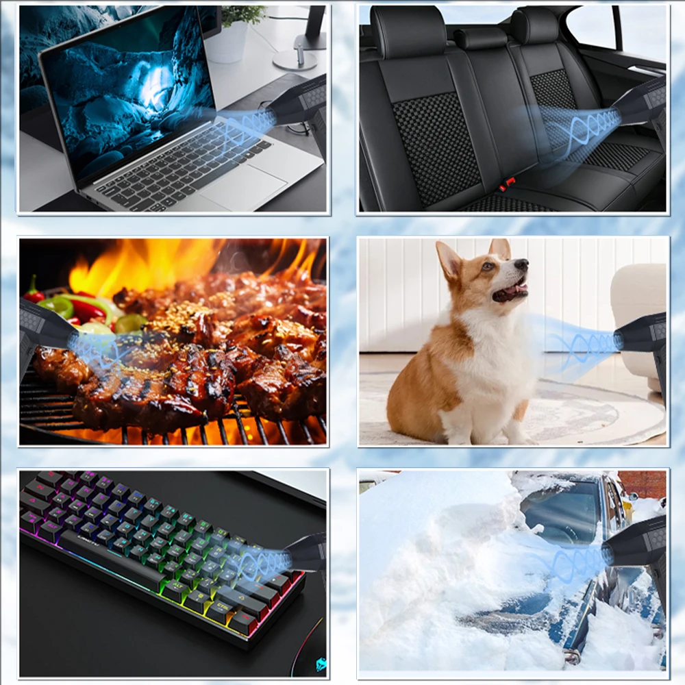 Турбоструйный вентилятор с насадкой Макс. 500 г Тяга 56 м/с Скорость ветра 16000 мАч