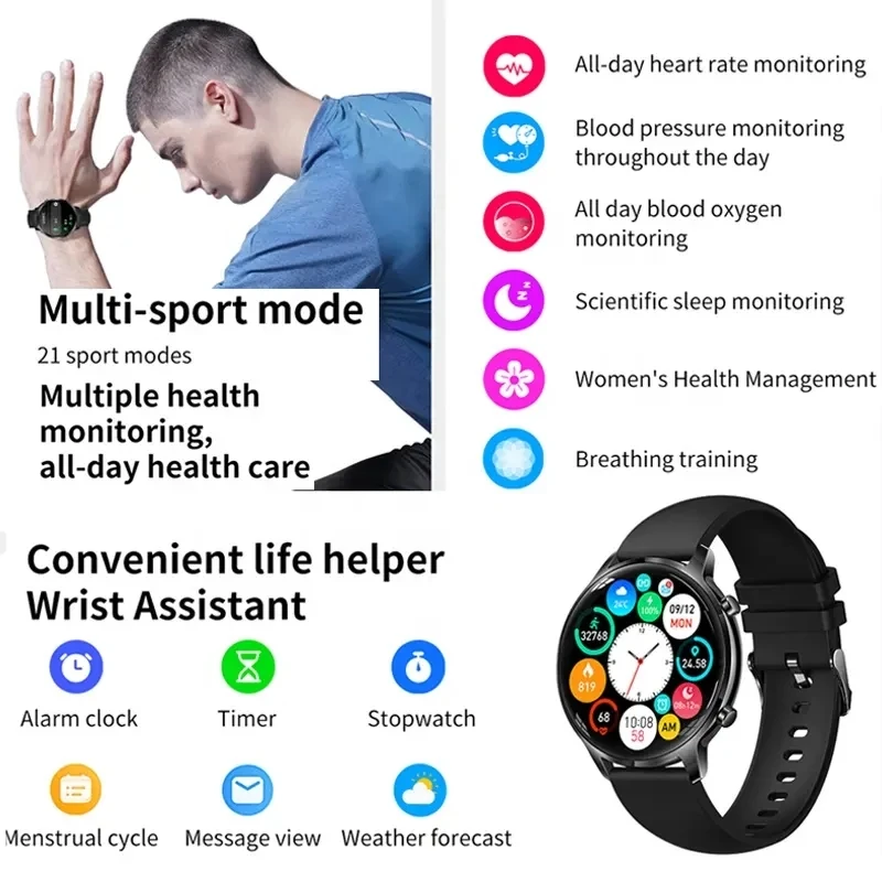 Smart Watch T18 Fashion Girl Women Sports Fitness Tracker Bracelet BT Call Heart Rate Monitoring Lady Female Smartwatch