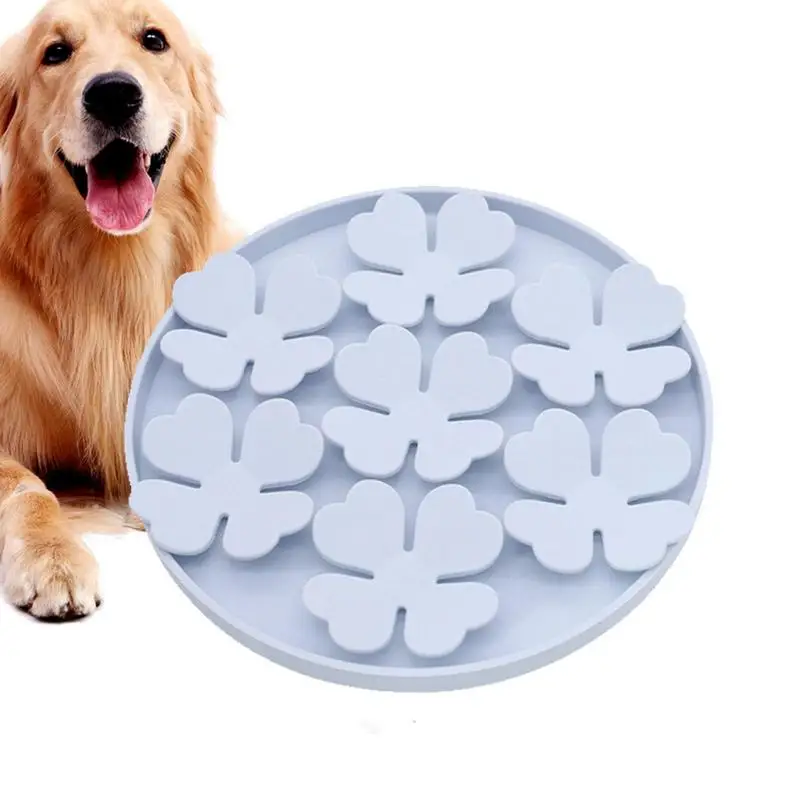 

Dog Licking Mat Puzzle Bowl & Peanut Butter Lick Pad With Strong Suction Cup Raised Flower Slow Feeder For Pet Boredom Relief