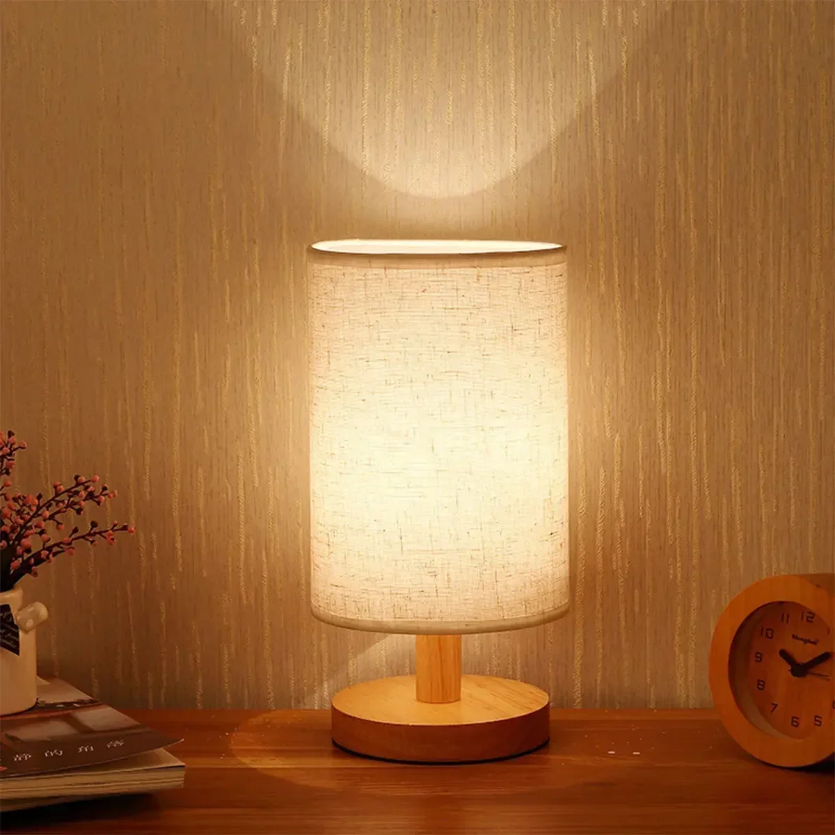 

Прикроватная USB-лампа, ночники, Напольная Лампа для спальни, деревянная настольная лампа, прикроватная лампа, ночник с цилиндрическим абажуром, домашний декор