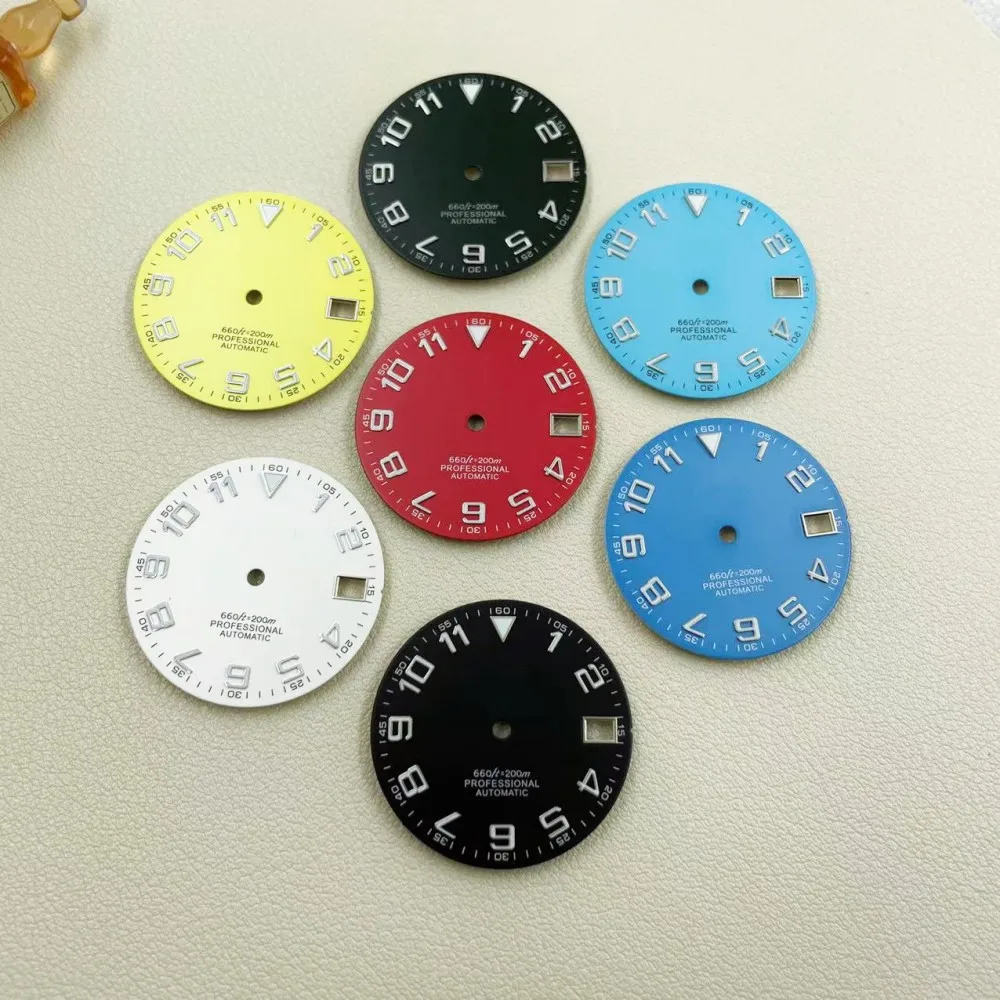 Watch modified calendar dial diameter 28.5 green luminous suitable for NH36/4R36 automatic movement literal watch accessories
