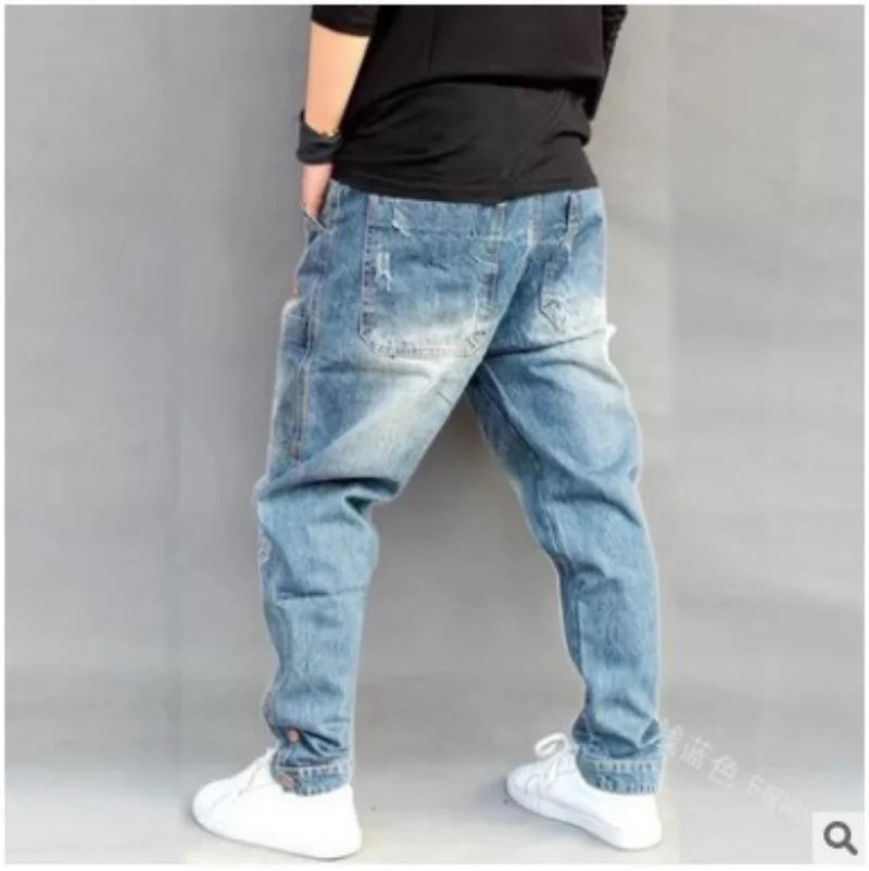 Vintage Trend Versatile Loose Fit Small Leg Hip-hop Pants Street Style Denim Harlan Pants Personalized New Slim Fit Torn Pants