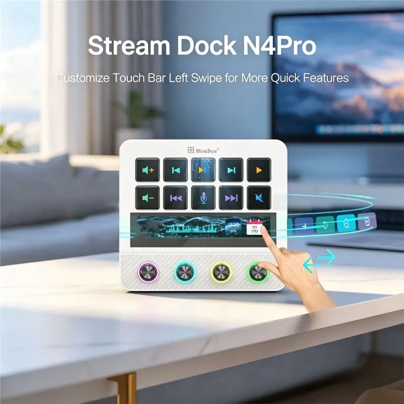Фото Контроллер Mirabox N4 Pro 1 Stream Deck с 10 программируемыми LCD-клавишами и более 500 плагинами, альтернатива Elgato для стриминга/монтажа №2