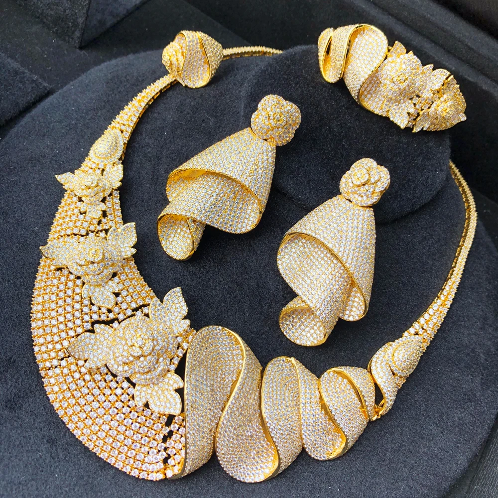 KellyBola Свадебные Элегантные 4 шт. большое ожерелье браслет серьги кольцо Ювелирные