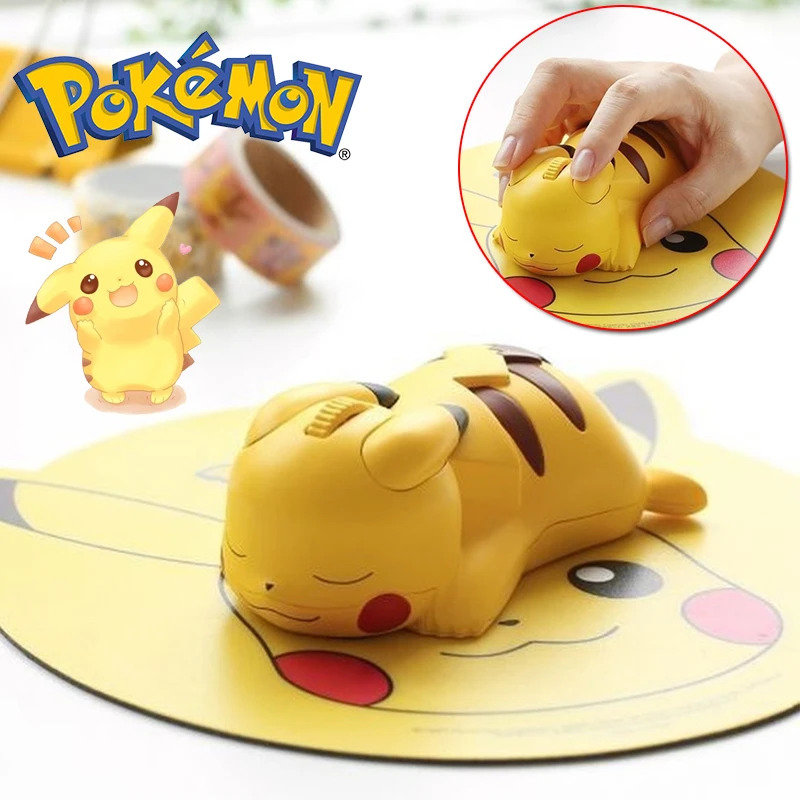 

Pikachu Pokemon Cartoon Wireless Bluetooth Mouse USB Kawaii Anime Optical Mouse Computer Tablet Computer Game Office Gift