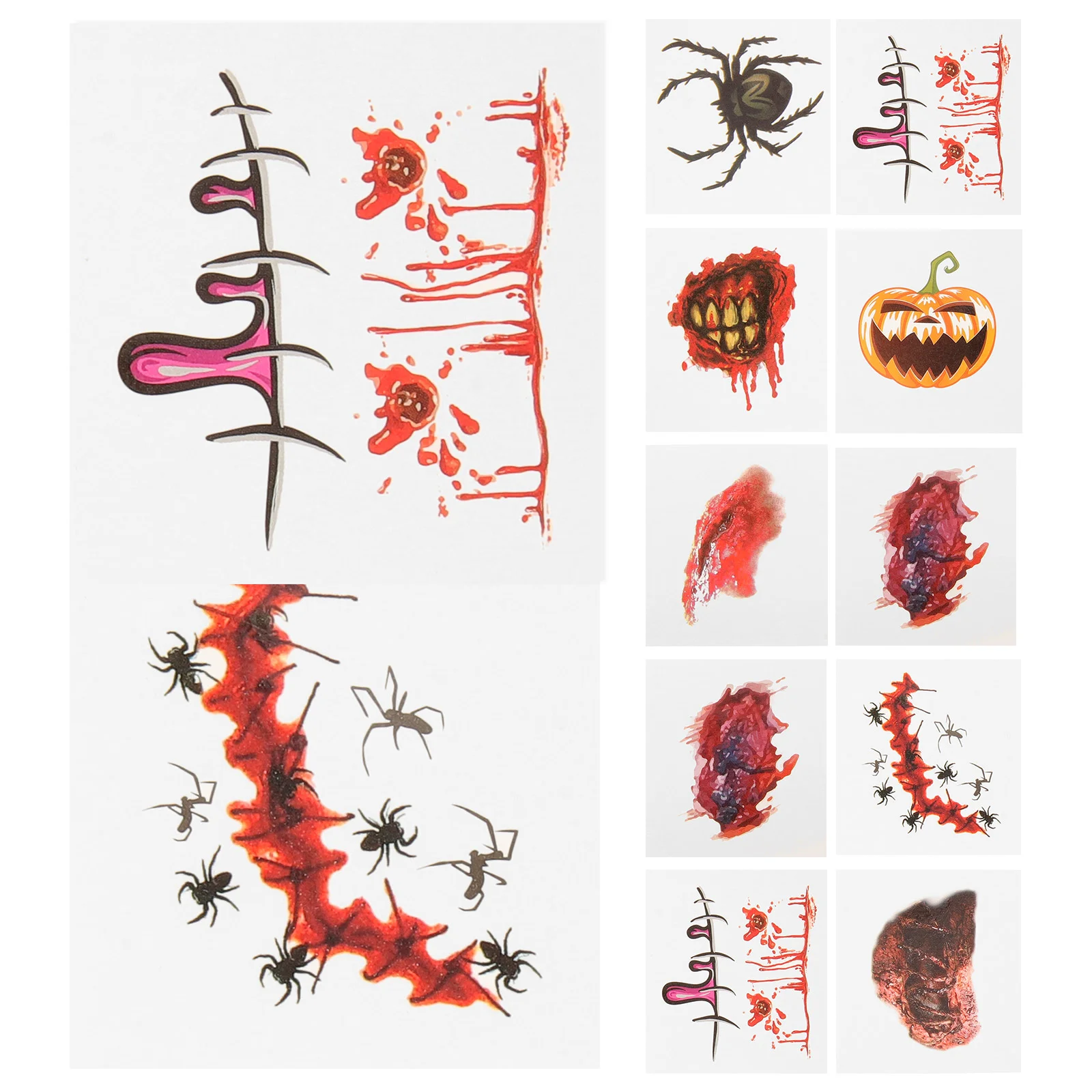 

Halloween Realistic Fake Tattoos Wound Stickers Scars Decals Blood Makeup Face Costume Body