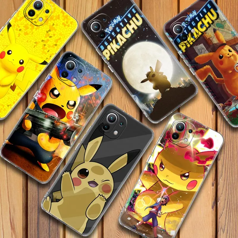

Japanese Anime Manga Pikachu Case For Xiaomi Mi 11 Note 10 10T 9 9T 12 Pro Lite Poco X3 F3 M3 Clear Cover Redmi 9 9A 9C 10 Cases