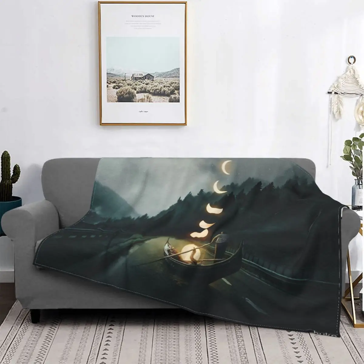 

Moon Ride Throw Blanket Customizable Comfortable Nice Gift AntiPilling