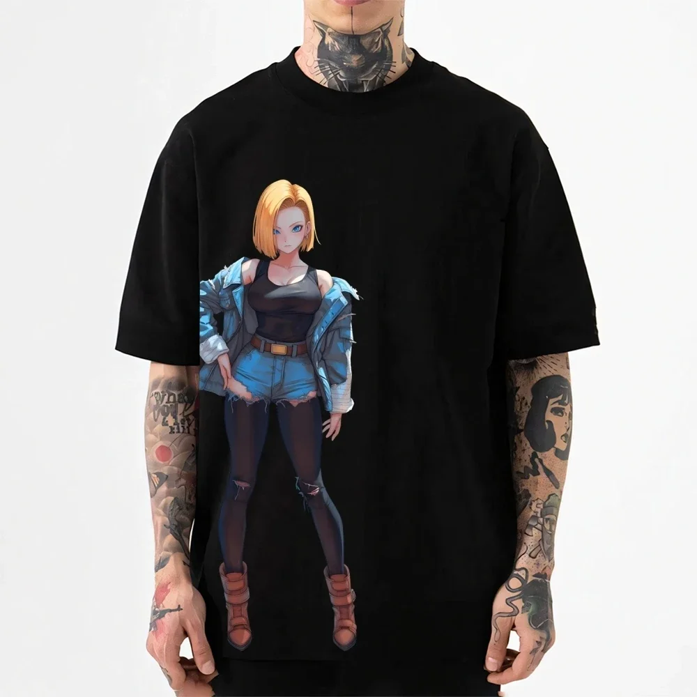 Фото Футболка Dragon Ball Android 18 в японском стиле, классическая, высококачественная, уличная одежда, мужская и женская одежда, новинка лета 2026 года №2
