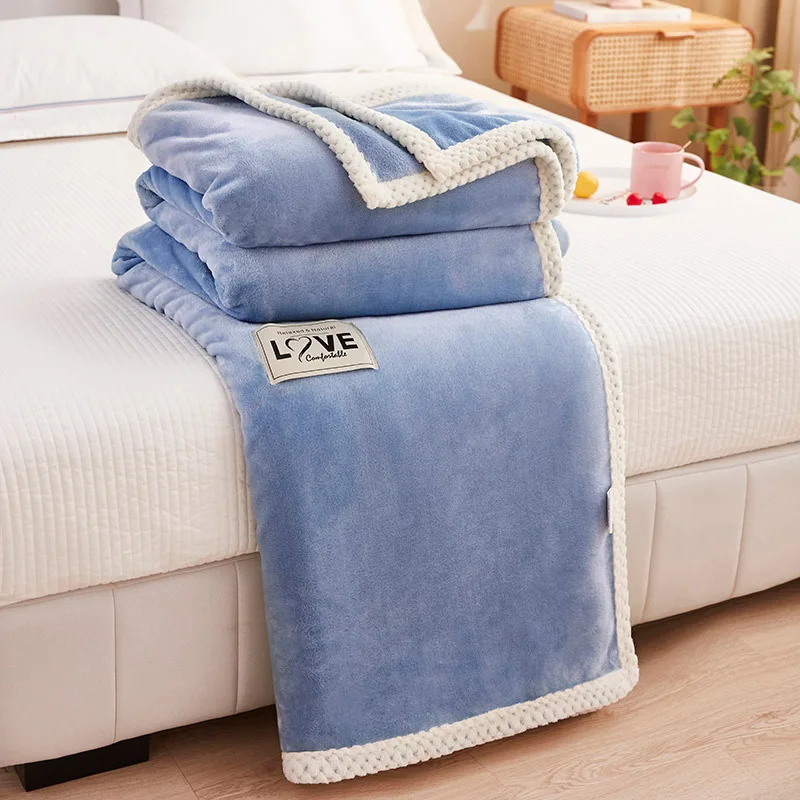 

Lamb Fleece Thermal Blanket Thickened Warm Winter Travel Blanket Flannel Fleece Blanket Fluffy Bedspread On The Bed Solid Color