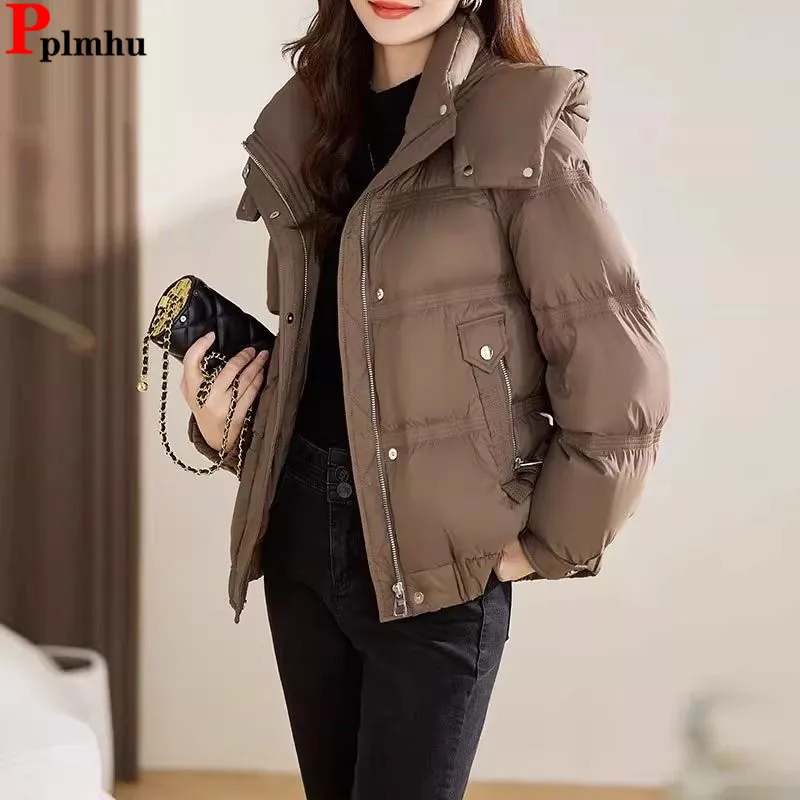 Корейские повседневные хлопковые парки с капюшоном зимние теплые новые