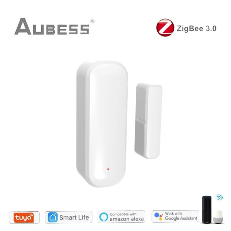 

oda Tuya Smart Zigbee Door Sensor Door Open/Closed Detector Home Alarm Security Protection Smart Life Control через Alexa Google Home