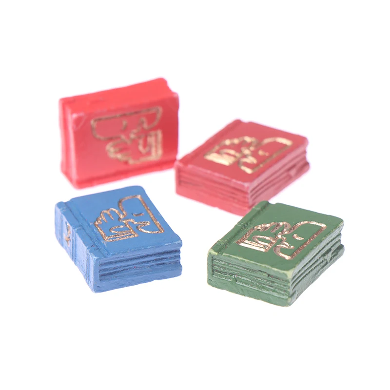 

Hot sale 4pcs/set 1:12 Dollhouse Mini Resin Retro Books Model Furniture Accessories Toys 17*22*8mm