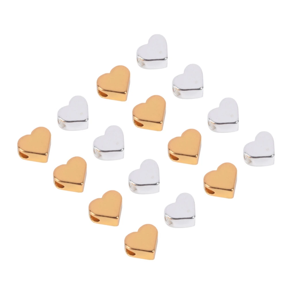 

10Pcs/Lot 6*7*4mm DIY Loose Spacers Beads Copper Love Heart Charms Beads For Jewelry Making Large Hole Heart-shaped Necklace