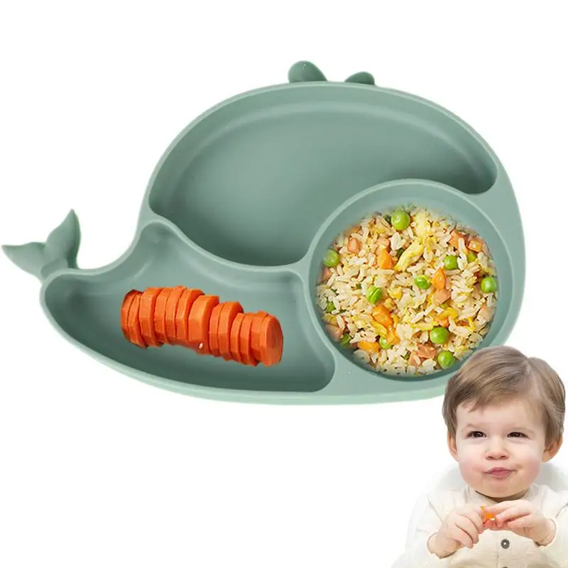 

Toddler Dishware Suction Food Dish With 3 Compartments Cartoon Whale Shape Feeding Dish Feeding Accessories For Baby Girls Boys