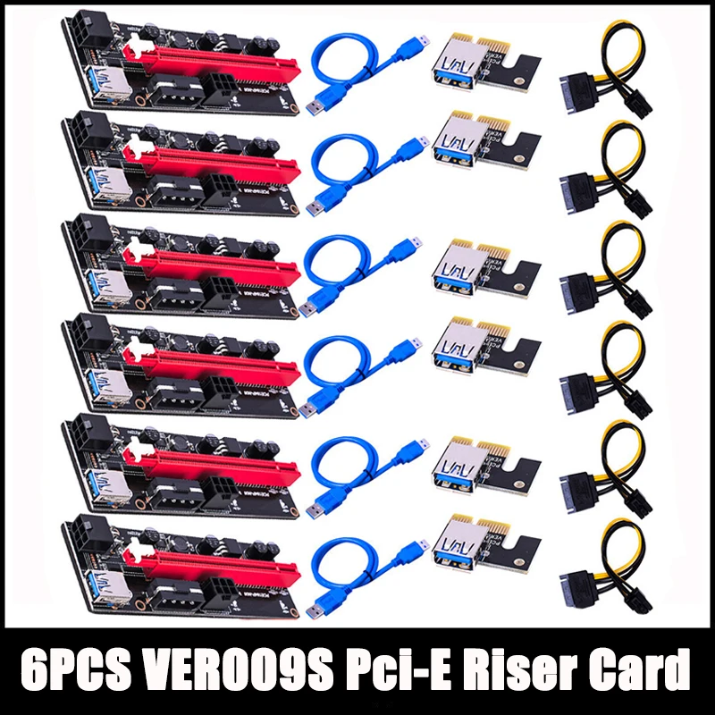 

VER009S Райзер PCI-E VER 009S PCIE удлинитель USB PCIE карта PCI Express PCI-E 4x 16x адаптер USB 3,0 SATA 15Pin до 6 Pin кабель