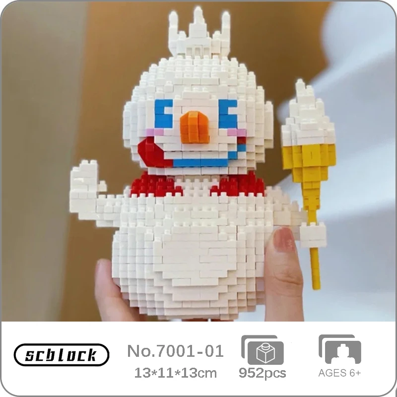 

SC 7001-01 Winter Snowman King Ice Cream Smile Crown Doll Pet Model Mini Diamond Blocks Bricks Building Toy for Children no Box