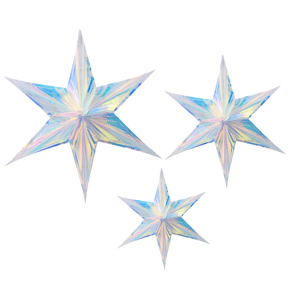 

Star Hanging Iridescent Decorations Decoration 3Dhexagram Pendant Wedding Cleartheme Party Supplies Bridal Shower Decor Garland