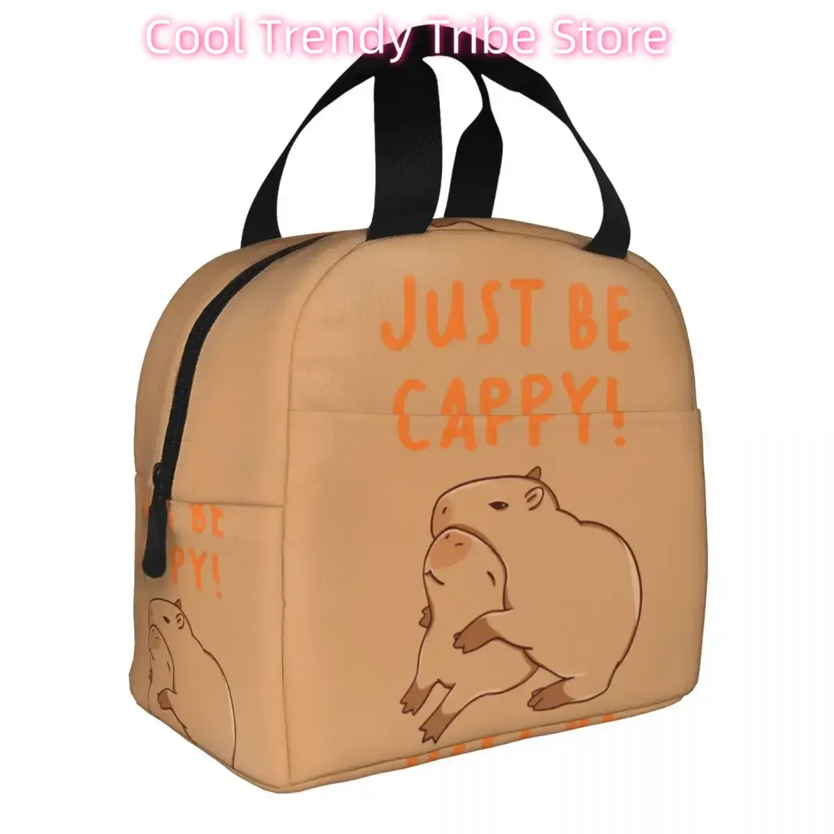 Фото Пользовательские Just Be Cappy And Hug A Capybara, термоизолированные сумки для обеда, женские портативные контейнеры для обеда, дорожная коробка для хранения еды №2