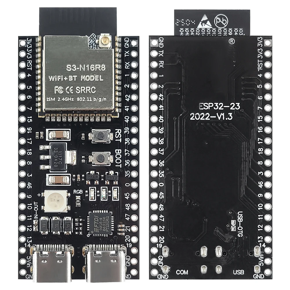 Фото Модуль Wi-Fi и Bluetooth 2.4G MCU ESP32-S3WROOM1 N16R8 44Pin Type-C, плата разработки ESP32-S3 с комплектом адаптеров расширения №1