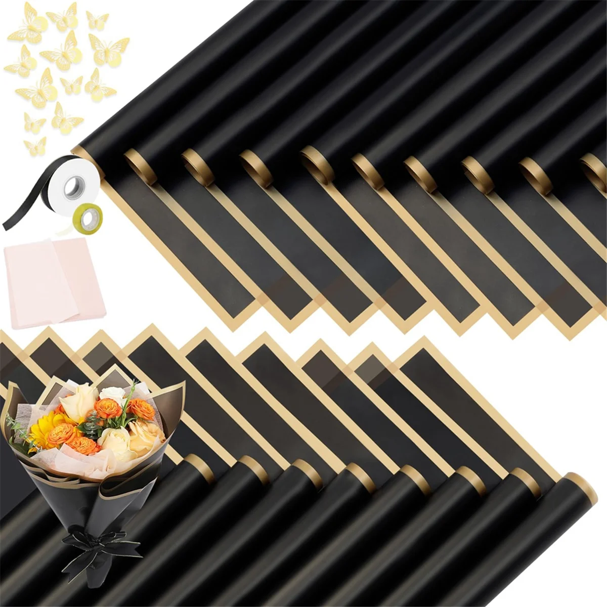 20 листов цветок с золотыми краями