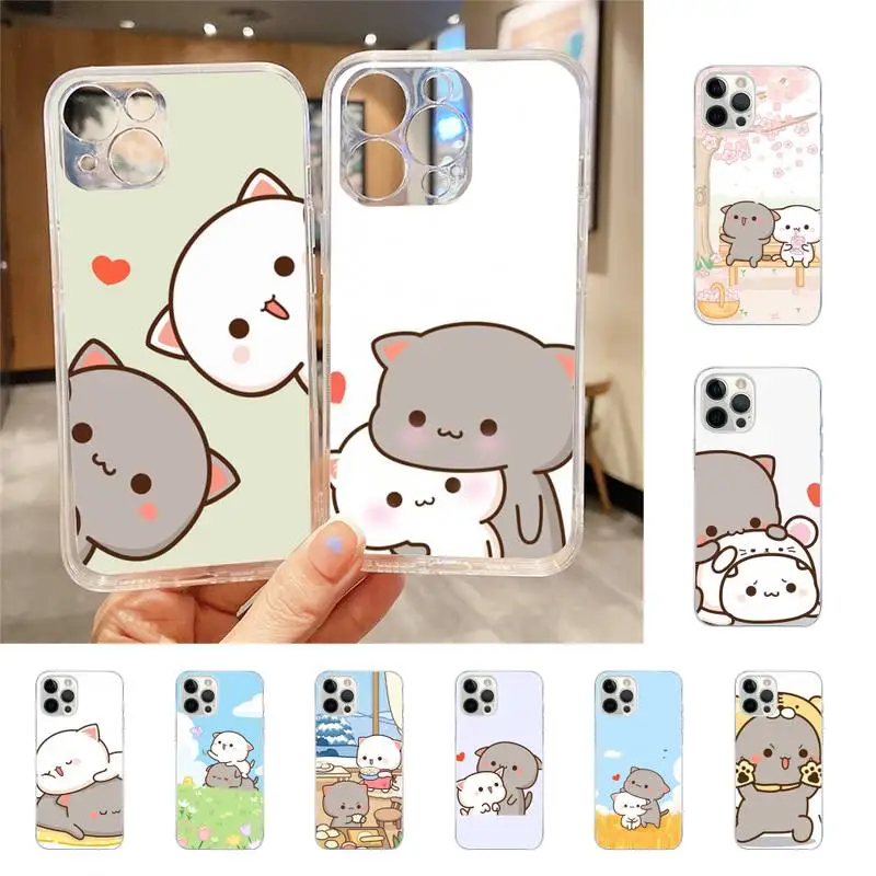 

Peach Mochi Cat Cartoon Phone Case For Iphone 7 8 Plus X Xr Xs 11 12 13 Se2020 Mini Mobile Iphones 14 Pro Max Case