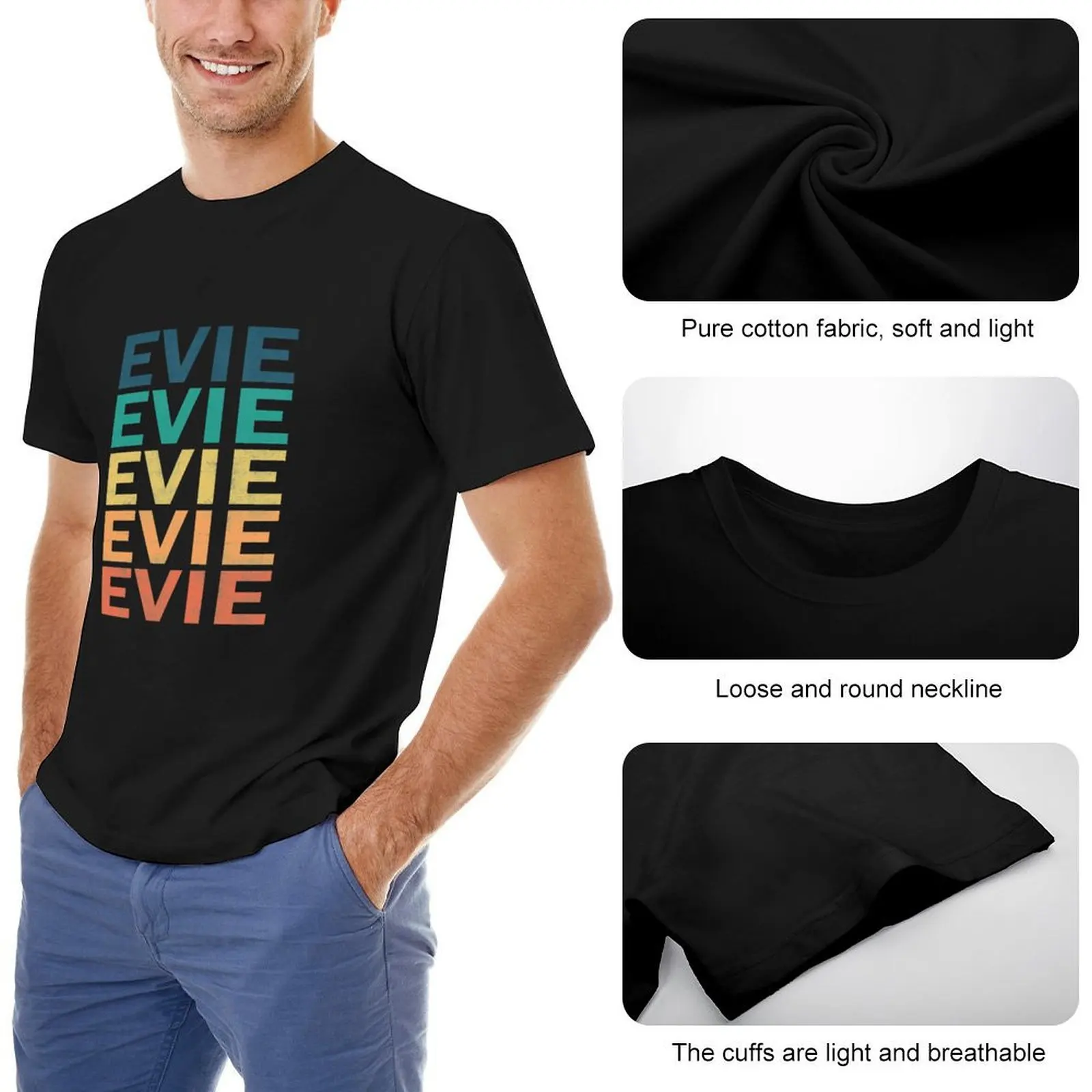 Evie Name T Shirt - Vintage Retro Gift Item Tee T-Shirt anime clothes outfits for men