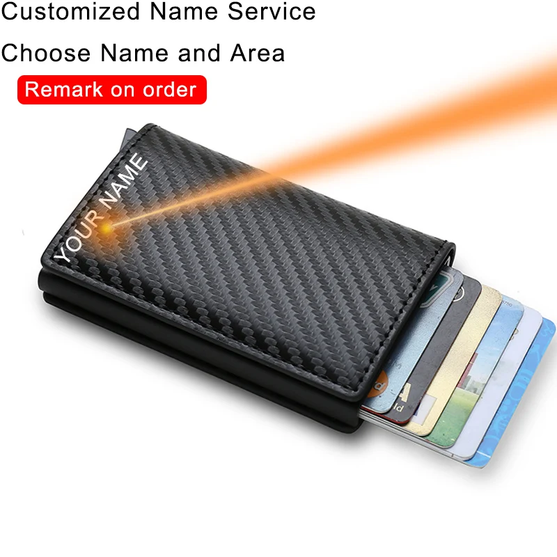 

Мужские кошельки, черный минималистичный бумажник из углеродного волокна с Rfid-защитой, подарки для мужчин, персонализированный мужской бумажник