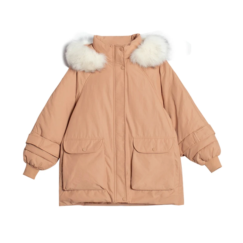 women winter parka warm cotton padded jackets 2022 Korean style loose hooded fur collar mujer casual solid coats long big pocket