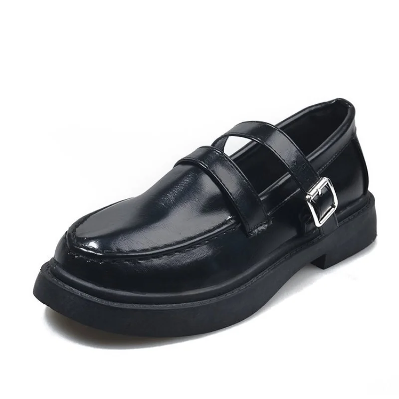 

2021 Spring Korean Version Of The Thick-soled Small Leather Shoes Retro Round Toe Casual Shoes Ladies Leather Shoes