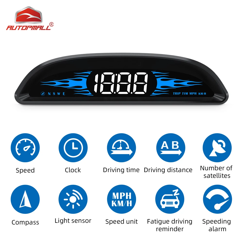 Автомобильный компас Autopmall HUD, GPS-Компас Beidou, датчик скорости G2 с сигнализацией превышения скорости и усталости, подходит для всех автомобилей