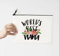 worlds best mama printed cosmetic bags mama party makeup bag toiletries organizer pouch purses wedding gifts letter