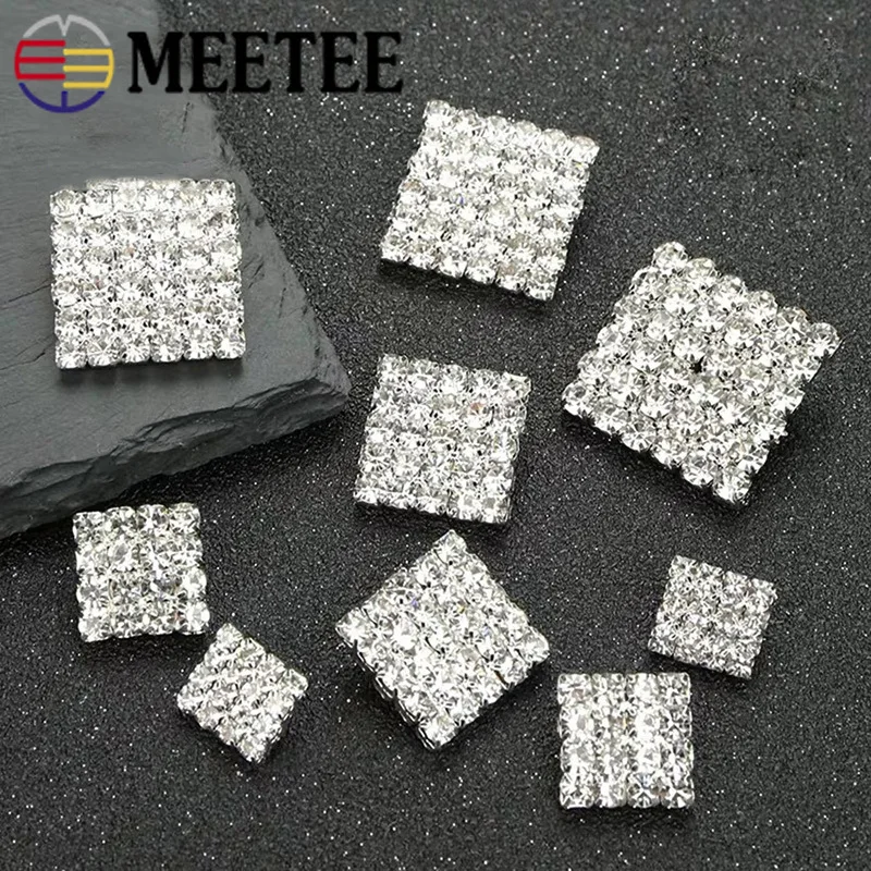 Meetee 5/10Pcs 13/17/25mm Square Fur Button Alloy Rhinestone Shank Buttons DIY Garment Sewing Decorative Buckle Accessories | Дом и сад