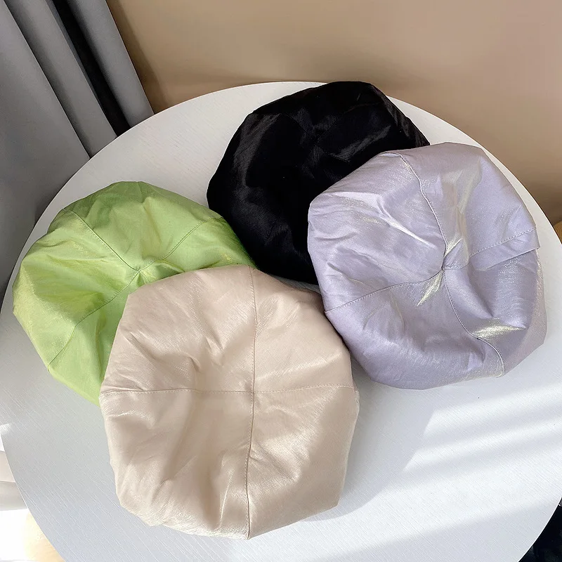 

Japanese Mercerized Satin Versatile Painter Hat Female Spring Summer Fashion Trend Beret Sun Visor Beret Cap