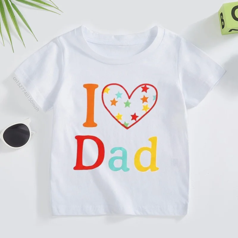 

New Summer Letter I Love Mom Dad Kid Tshirt Children Baby Boy Girl Short Sleeve T-Shirts Cotton Clothes Toddler Tops Tees