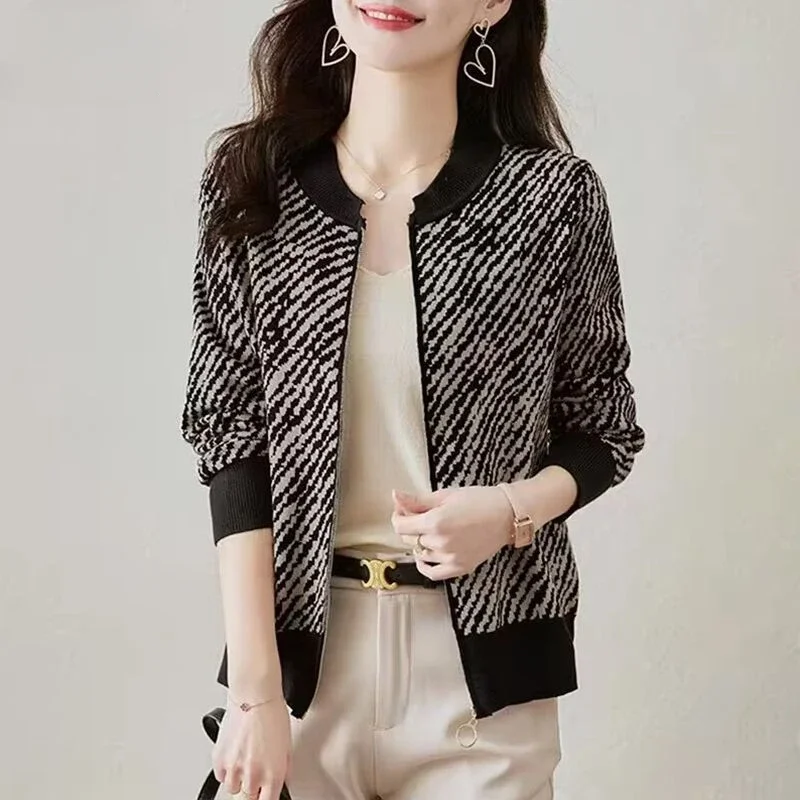Кардиган для женщин полосатая верхняя одежда свободное пальто вязаный свитер